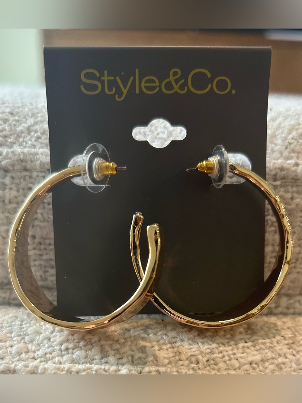 Style & Co. Shiny Gold Thick Hoop Earrings